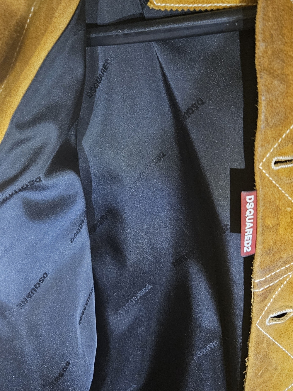 DSQUARED2 Suede Trucker Jacket in Mustard Brown - Picture 3 of 3